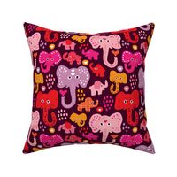 Cute indian elephants oriental illustration print