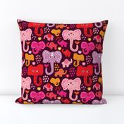 Cute indian elephants oriental illustration print