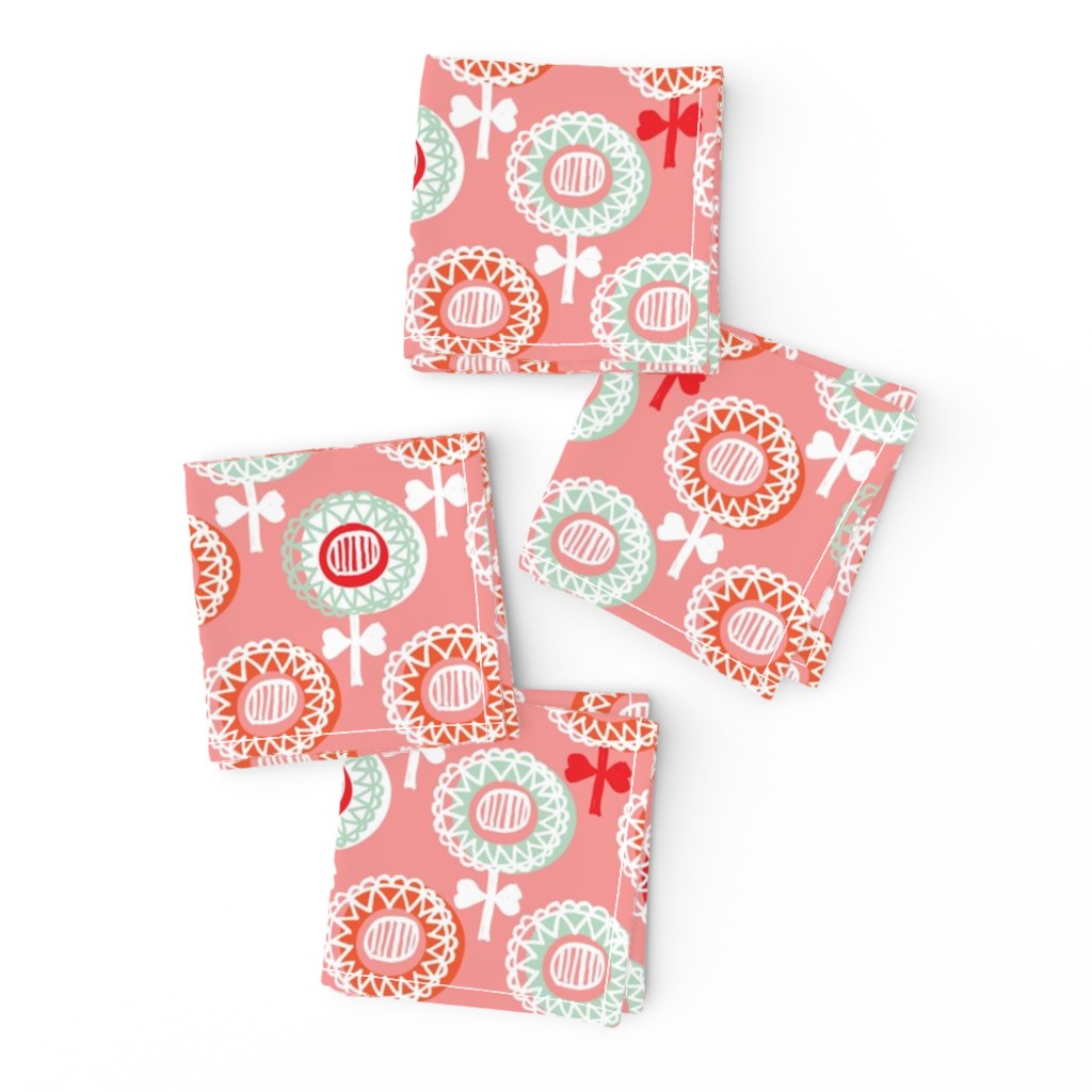 Retro poppy spring flowers pastel scandinavian style