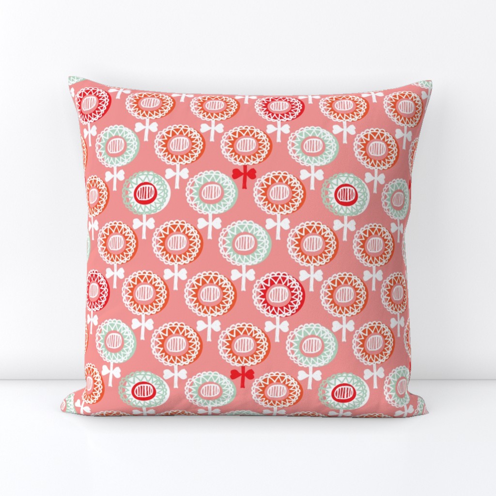 Retro poppy spring flowers pastel scandinavian style