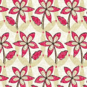 Floral Melody - Retro Red Blooms