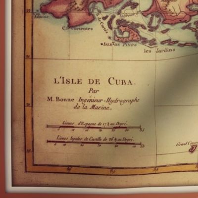 Vintage Cuba map in French, FQ