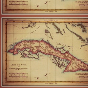 Vintage Cuba map in French, FQ