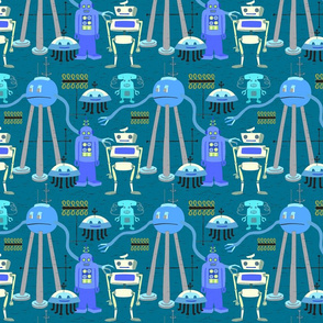 Retro Robot Blue Gray 2A