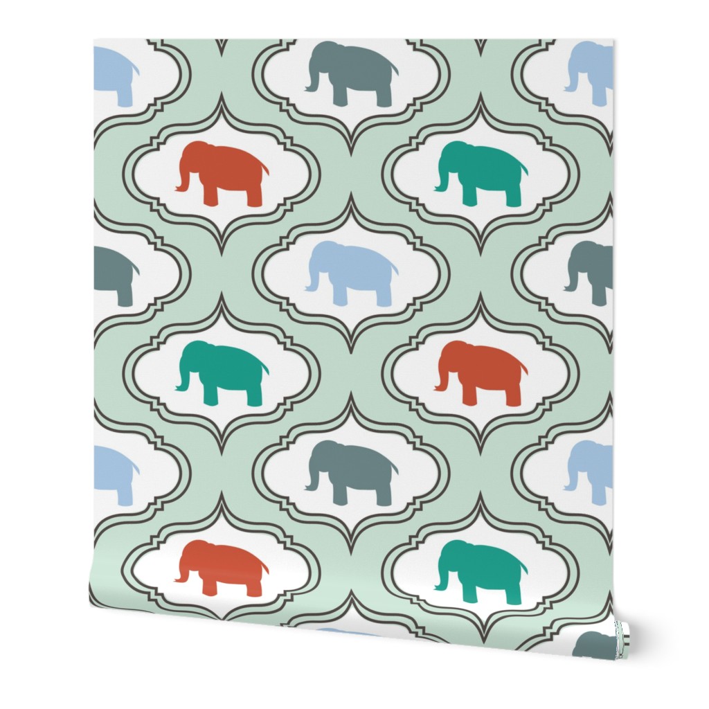 Mint Damask Elephant