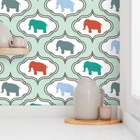 Mint Damask Elephant