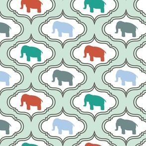 Mint Damask Elephant