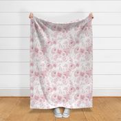 Large / Watercolor Blush Pink Floral Daydream
