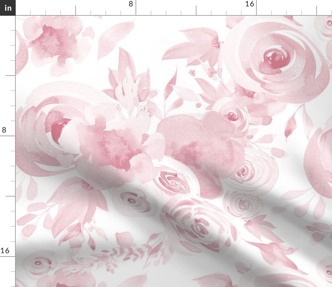 Large / Watercolor Blush Pink Floral Daydream