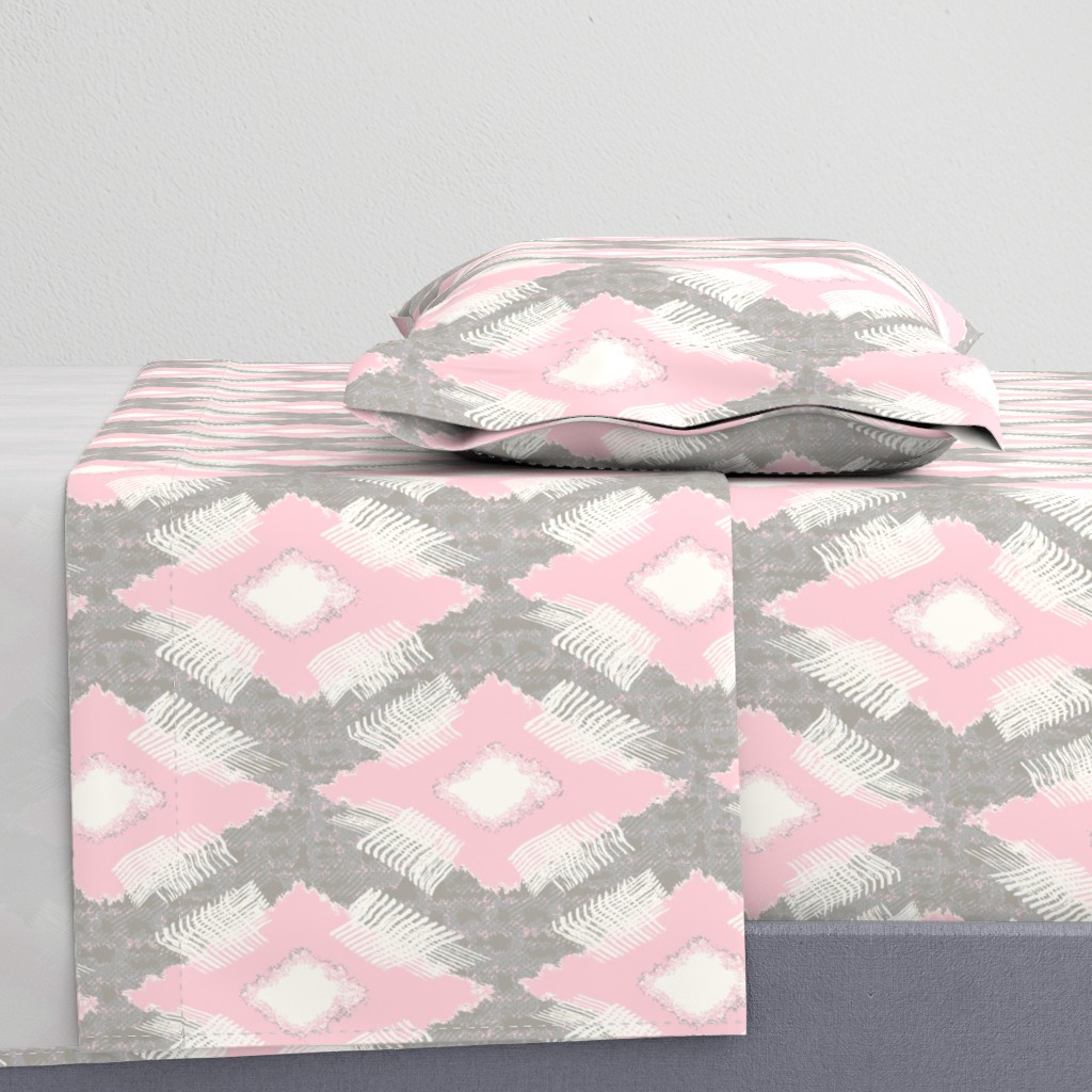 Ikat Diamond Pink Gray