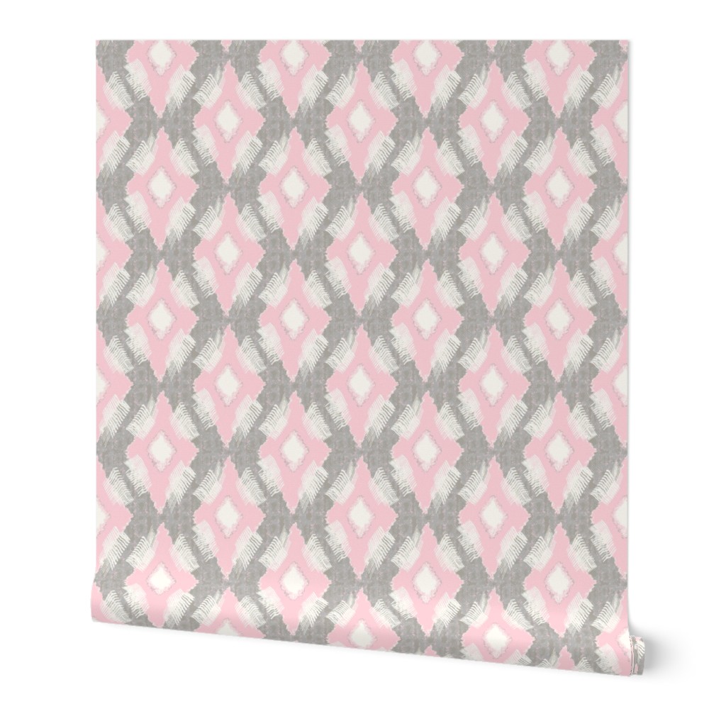 Ikat Diamond Pink Gray