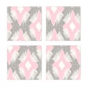 Ikat Diamond Pink Gray