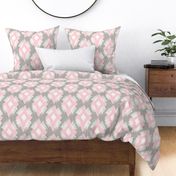 Ikat Diamond Pink Gray