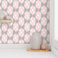 Ikat Diamond Pink Gray