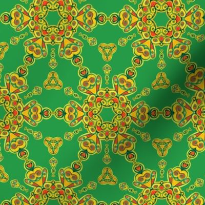 Yellow Green Kaleidoscope  Retro