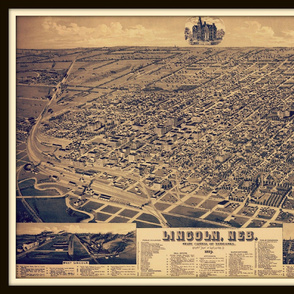 Vintage Lincoln NE map, large