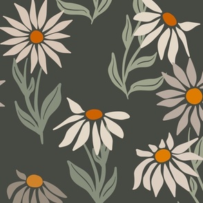 Daisy Flowers White Grey