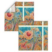 Tropical Flowers Batik Throw Pillow