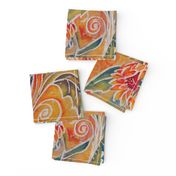 Tropical Flowers Batik Throw Pillow