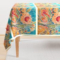 Tropical Flowers Batik Throw Pillow