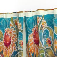 Tropical Flowers Batik Throw Pillow