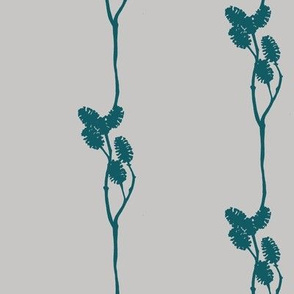 mini pine cone silhouette in teal on grey