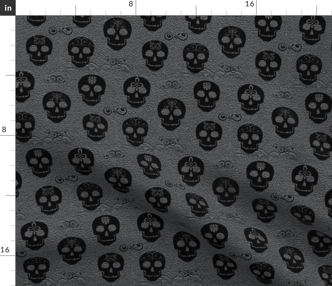 Skull Black on Gray