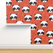 panda  head // coral panda design cute illustrated nursery baby pandas fabric andrea lauren design andrea lauren fabric