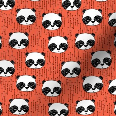 panda  head // coral panda design cute illustrated nursery baby pandas fabric andrea lauren design andrea lauren fabric