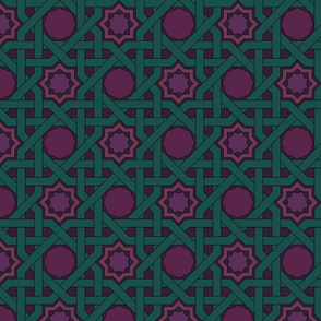 Alhambra Woven Octagons Teal Green and Wine