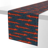 crocodile // alligator blue and red alligator fabric cute red and blue nursery reptiles design