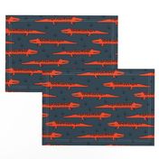 crocodile // alligator blue and red alligator fabric cute red and blue nursery reptiles design