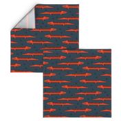 crocodile // alligator blue and red alligator fabric cute red and blue nursery reptiles design