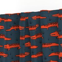 crocodile // alligator blue and red alligator fabric cute red and blue nursery reptiles design