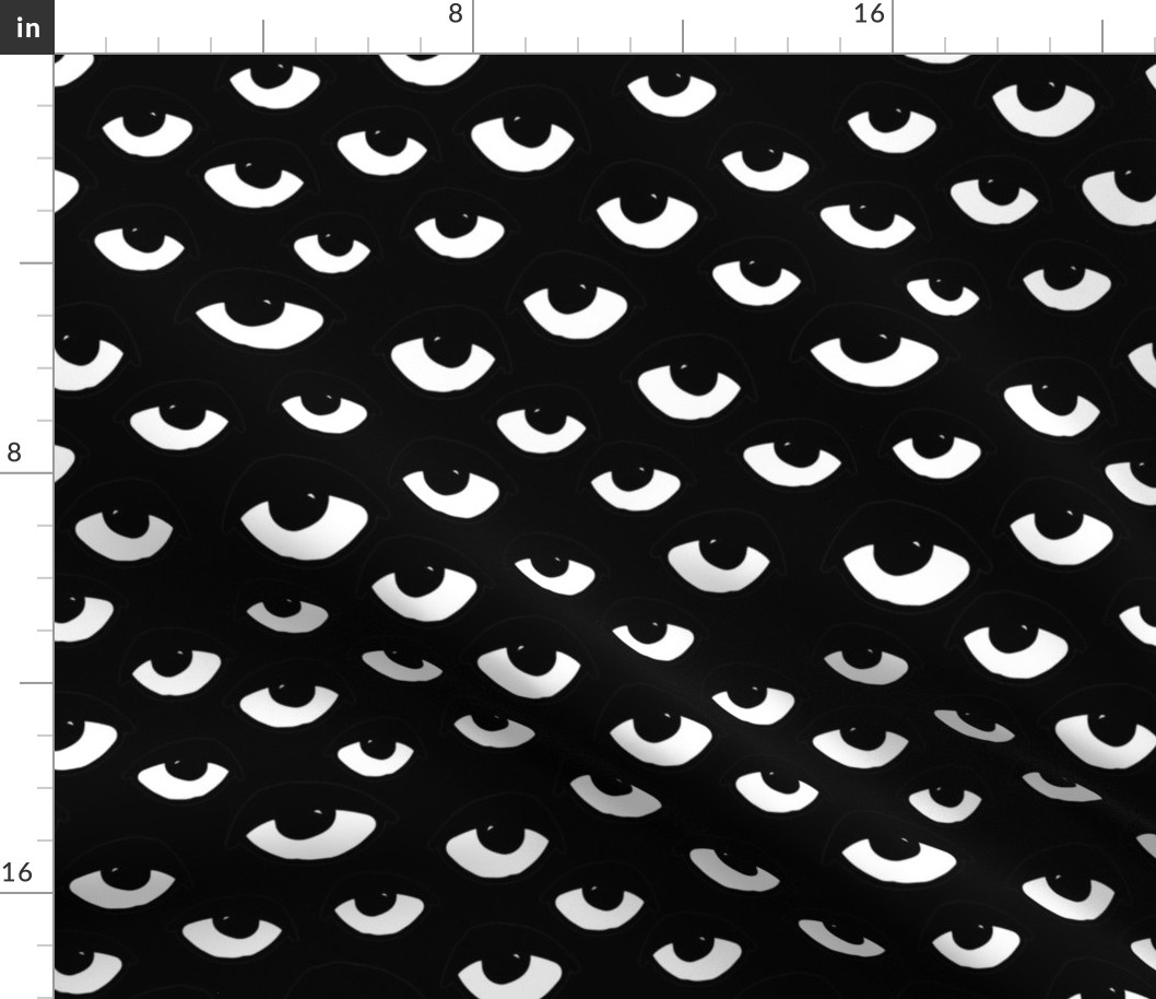 eyes // black and white eye fabric eye pattern eye fabric halloween scary eyes fabric