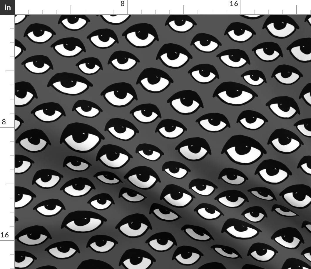 eyes // charcoal eye fabric scary creepy spooky halloween fabric