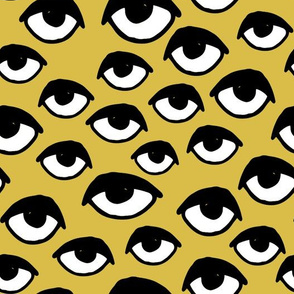 eyes // mustard yellow eyes fabric scary creepy halloween design scary halloween fabric