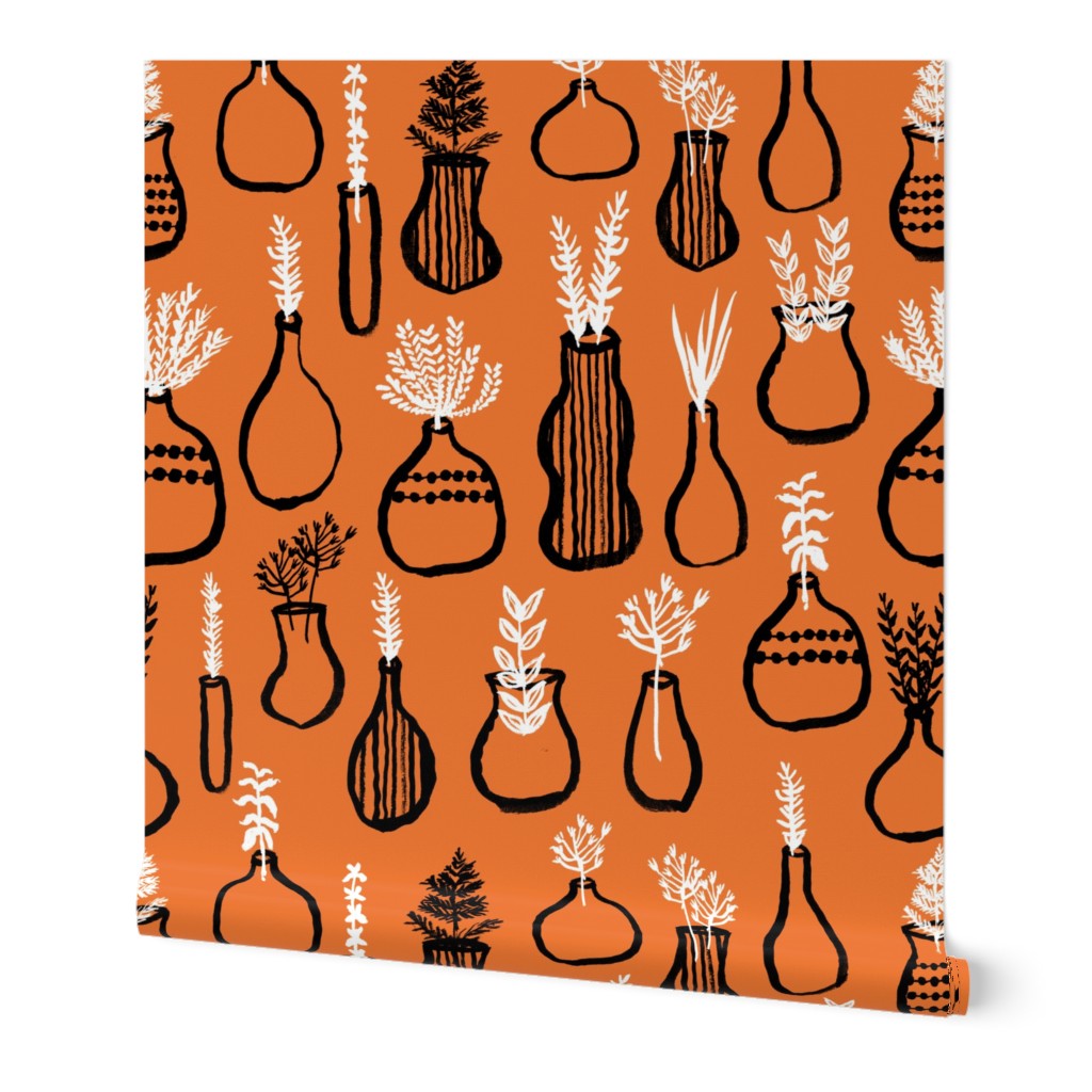 Garden Herbs - Kitchen Series - Orange/Black/White by Andrea Lauren