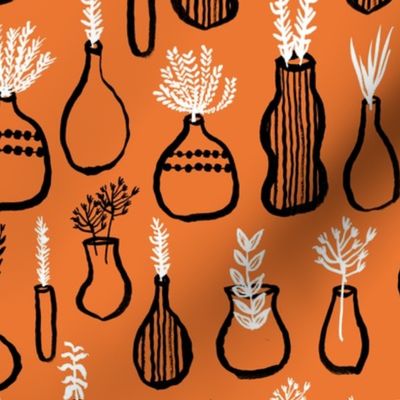 Garden Herbs - Kitchen Series - Orange/Black/White by Andrea Lauren