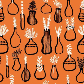 Garden Herbs - Kitchen Series - Orange/Black/White by Andrea Lauren