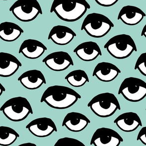 eyes // mint eye fabric creepy cute scary eyes design