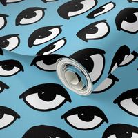 eyes // blue and white scary eyes fabric creepy halloween print pattern andrea lauren fabric