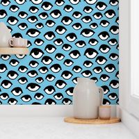 eyes // blue and white scary eyes fabric creepy halloween print pattern andrea lauren fabric