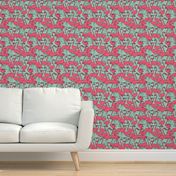 Flock of Flamingo - Pale Turquoise/French Rose by Andrea Lauren