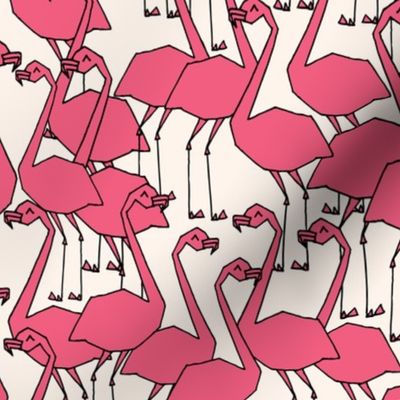 Flock of Flamingos - French Rose/Champagne by Andrea Lauren