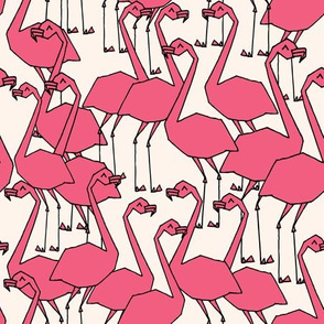 Flock of Flamingos - French Rose/Champagne by Andrea Lauren