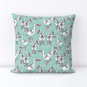 Pelicans - Pale Turquoise/French Rose/White by Andrea Lauren