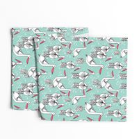 Pelicans - Pale Turquoise/French Rose/White by Andrea Lauren