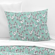 Pelicans - Pale Turquoise/French Rose/White by Andrea Lauren