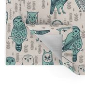 owl // geometric hand-drawn illustration by Andrea Lauren featuring hand-drawn original drawing seamless pattern prints